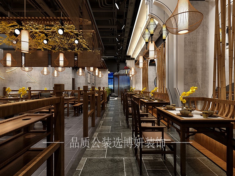 中式风格盘龙区餐饮店装修设计效果图